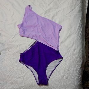 Two tone cut out swimsuit